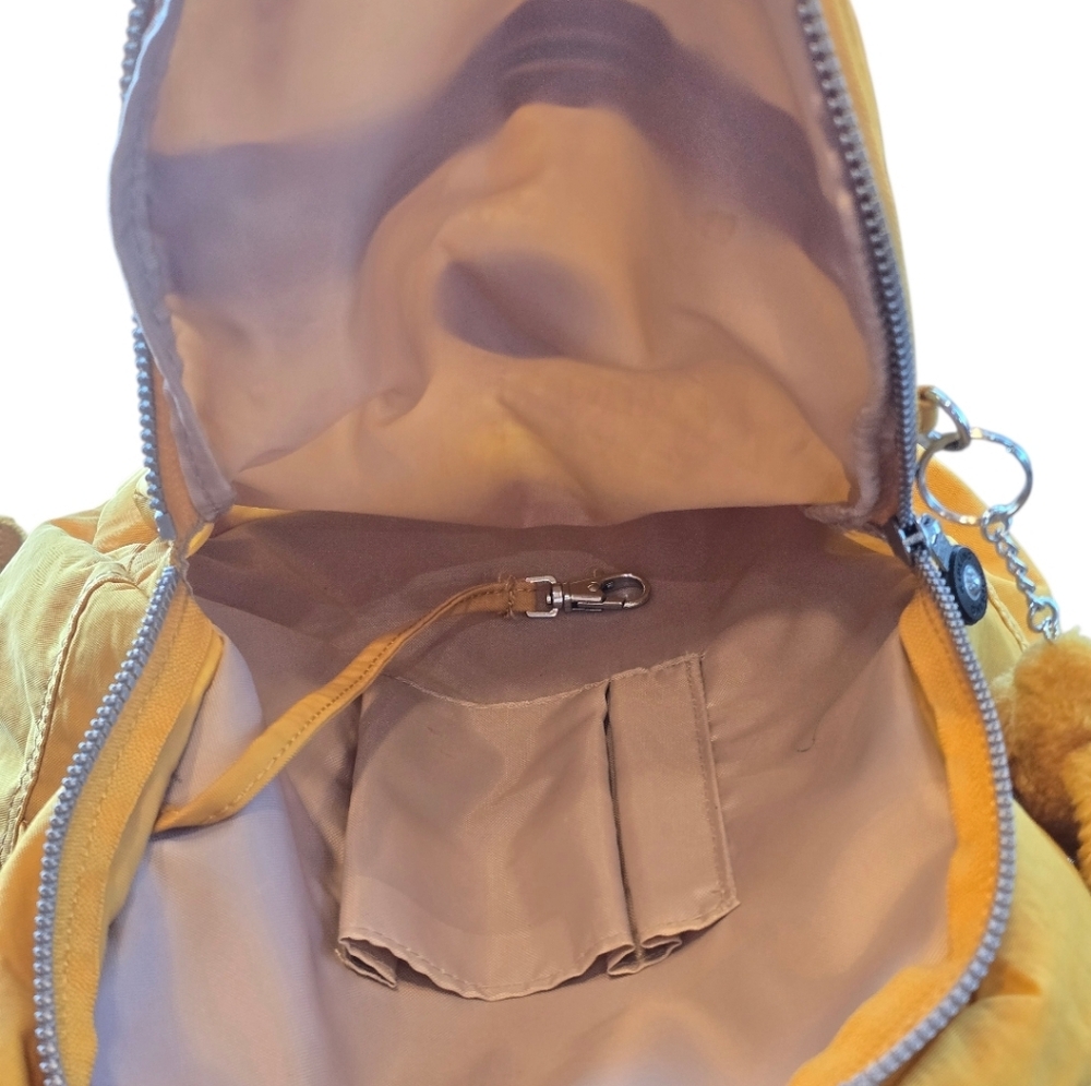 Kipling Mustard Yellow Nylon Backpack with Monkey Charm - Picture 9 of 15